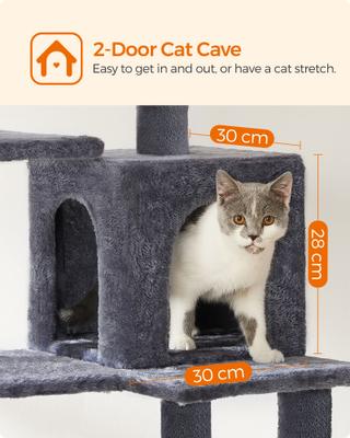 Show full view: FEANDREA Multi-Level 56.3-in Plush Cat Tree & Condo, Smoky Gray slide 7 of 8