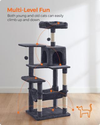 Show full view: FEANDREA Multi-Level 56.3-in Plush Cat Tree & Condo, Smoky Gray slide 5 of 8
