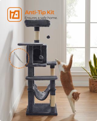 Show full view: FEANDREA Multi-Level 56.3-in Plush Cat Tree & Condo, Smoky Gray slide 3 of 8