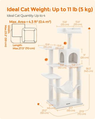 Show full view: FEANDREA Multi-Level 56.3-in Plush Cat Tree & Condo, Cream White slide 5 of 6
