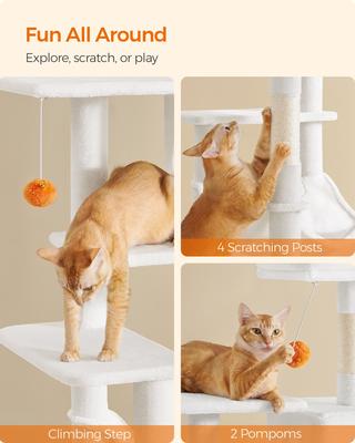 Show full view: FEANDREA Multi-Level 56.3-in Plush Cat Tree & Condo, Cream White slide 4 of 6