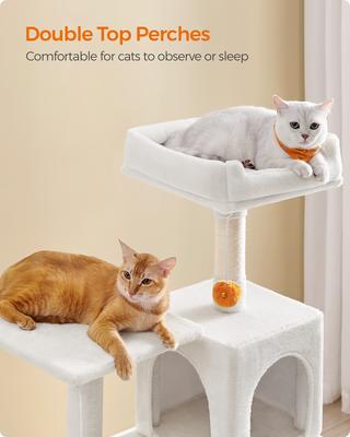 Show full view: FEANDREA Multi-Level 56.3-in Plush Cat Tree & Condo, Cream White slide 2 of 6