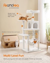 FEANDREA Multi-Level 56.3-in Plush Cat Tree & Condo, Cream White slide 1 of 5