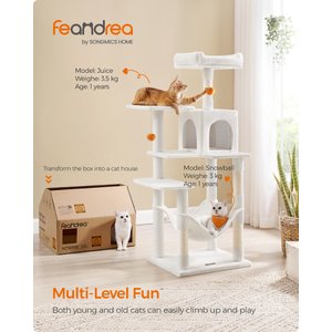 FEANDREA Multi-Level 56.3-in Plush Cat Tree & Condo, Cream White
