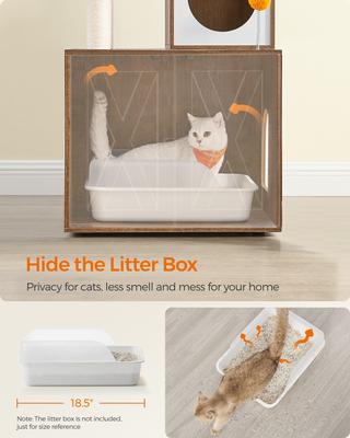 Show full view: FEANDREA Modern 72.8-in 2-in-1 Plush Cat Tree & Condo with Litter Box Enclosure, White slide 3 of 5