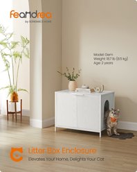 FEANDREA Modern End Table Furniture Style Cat Litter Box Enclosure, 28.5-in, Snow White