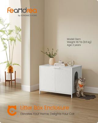 Show full view: FEANDREA Modern End Table Furniture Style Cat Litter Box Enclosure, 28.5-in, Snow White slide 1 of 6