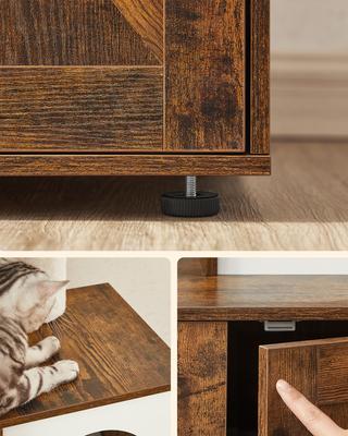 Show full view: FEANDREA Modern 54.3-in 2-in-1 Plush Cat Tree & Condo with Litter Box Enclosure, Rustic Brown slide 6 of 7