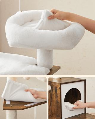 Show full view: FEANDREA Modern 54.3-in 2-in-1 Plush Cat Tree & Condo with Litter Box Enclosure, Rustic Brown slide 5 of 7