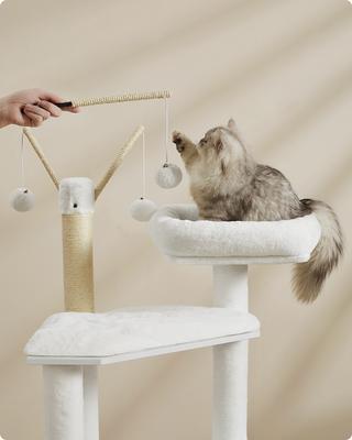 Show full view: FEANDREA Modern 54.3-in 2-in-1 Plush Cat Tree & Condo with Litter Box Enclosure, Cloud White slide 6 of 10