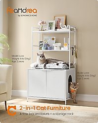FEANDREA Furniture Style Cat Litter Box Enclosure with Storage Shelves, Snow White, 52.1-in slide 2 of 6