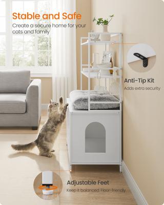 Show full view: FEANDREA Furniture Style Cat Litter Box Enclosure with Storage Shelves, Snow White, 52.1-in slide 6 of 8