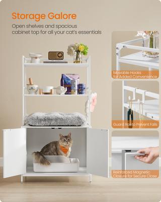 Show full view: FEANDREA Furniture Style Cat Litter Box Enclosure with Storage Shelves, Snow White, 52.1-in slide 1 of 8