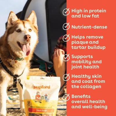 Show full view: Pupford Steak Strips Beef Limited Ingredient Jerky Dog Treats, 2.5-oz bag slide 4 of 9