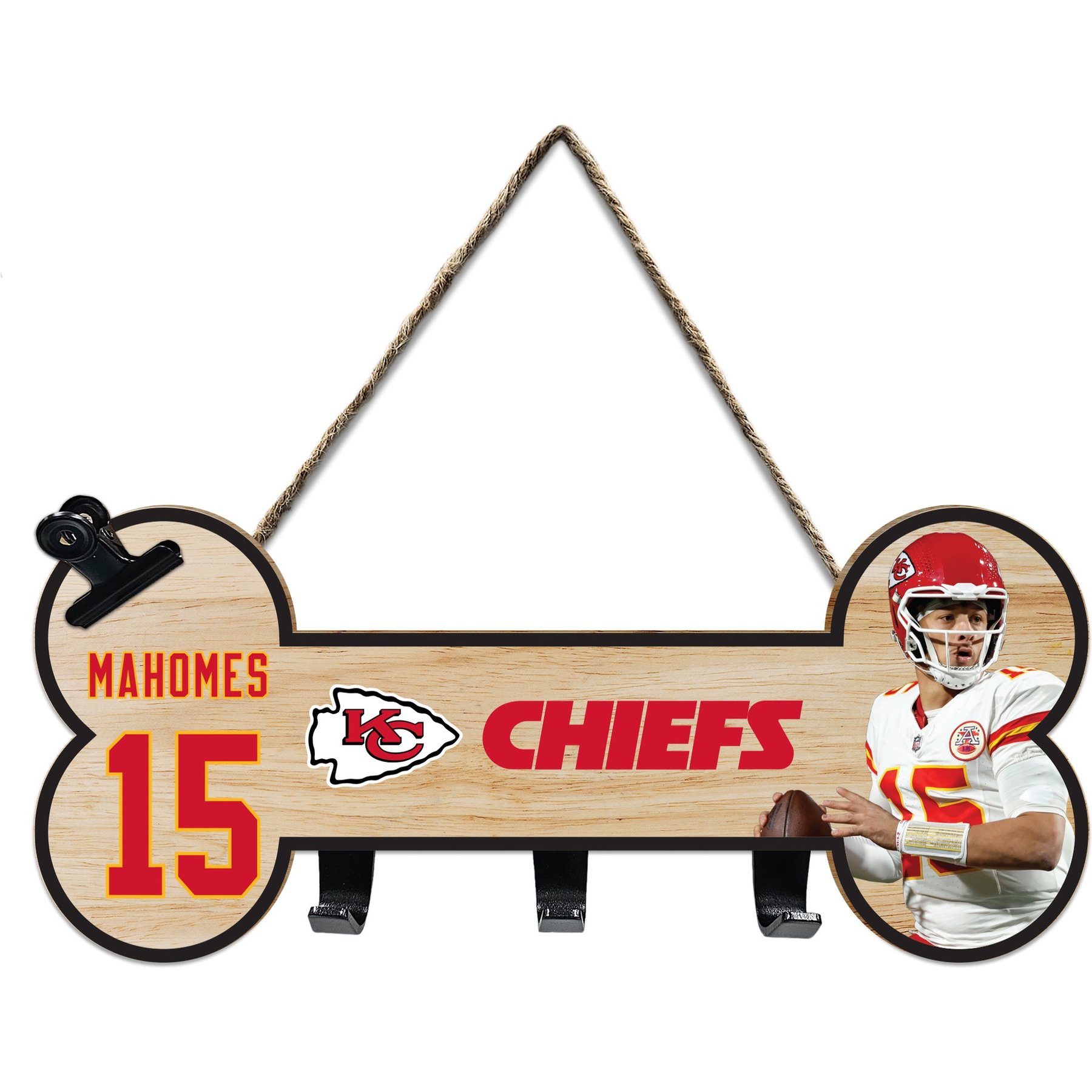 Pets First NFL Bone Shape Sign with Hooks, Patrick Mahomes
