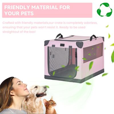 Show full view: Petsfit Soft Sided 3-Door Collapsible Dog Crate, Pink, Medium slide 4 of 12