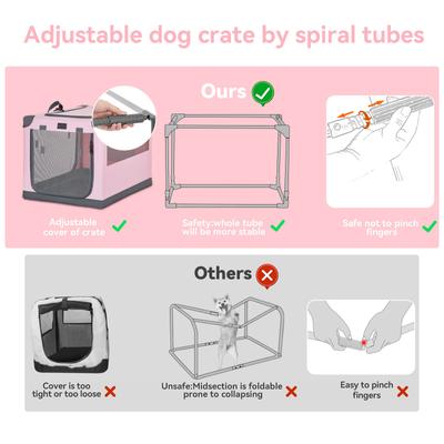 Show full view: Petsfit Soft Sided 3-Door Collapsible Dog Crate, Pink, Medium slide 3 of 12