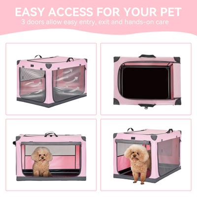 Show full view: Petsfit Soft Sided 3-Door Collapsible Dog Crate, Pink, Small slide 5 of 13