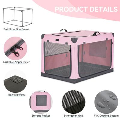 Show full view: Petsfit Soft Sided 3-Door Collapsible Dog Crate, Pink, Small slide 6 of 13