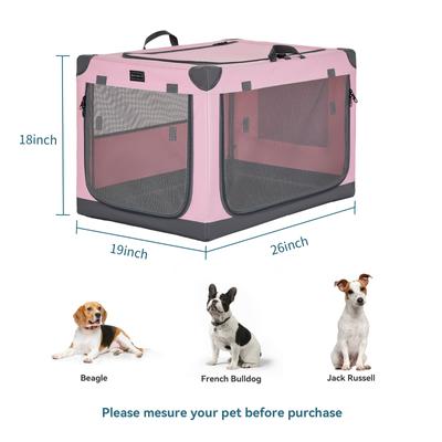 Show full view: Petsfit Soft Sided 3-Door Collapsible Dog Crate, Pink, Small slide 3 of 13