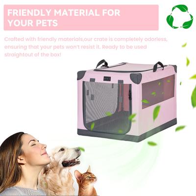Show full view: Petsfit Soft Sided 3-Door Collapsible Dog Crate, Pink, Small slide 4 of 13