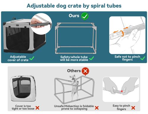 Show full view: Petsfit Soft Sided 3-Door Collapsible Dog Crate, Grey, Medium slide 7 of 13