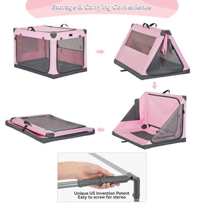 Show full view: Petsfit Soft Sided 3-Door Collapsible Dog Crate, Pink, Medium slide 7 of 12