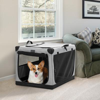 Show full view: Petsfit Soft Sided 3-Door Collapsible Dog Crate, Grey, Medium slide 9 of 13