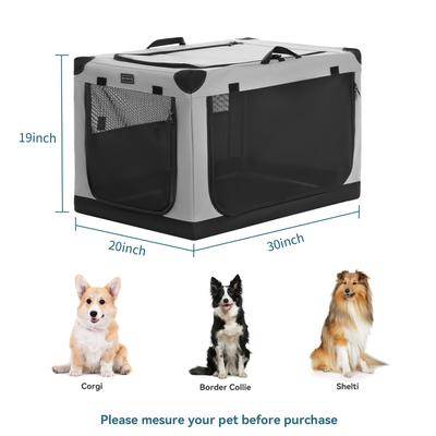 Show full view: Petsfit Soft Sided 3-Door Collapsible Dog Crate, Grey, Medium slide 3 of 13