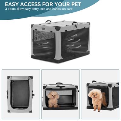 Show full view: Petsfit Soft Sided 3-Door Collapsible Dog Crate, Grey, Small slide 3 of 12