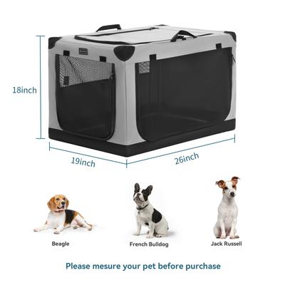 Show full view: Petsfit Soft Sided 3-Door Collapsible Dog Crate, Grey, Small slide 2 of 12