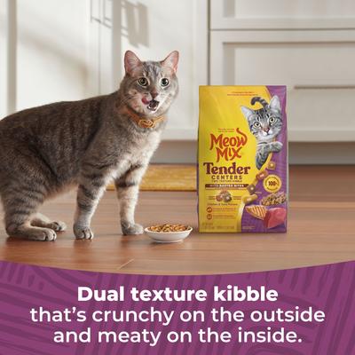 Show full view: Meow Mix Tender Centers Basted Bites Chicken & Tuna Flavor Dry Cat Food, 3-lb bag slide 6 of 11