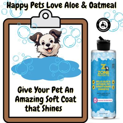 Show full view: Zone Protects Pets Hello Aloe & Oatmeal Pet Conditioning Shampoo, Coconut Orchid Bloom, 16-fl oz bottle slide 4 of 5