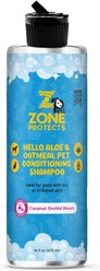 Zone Protects Pets Hello Aloe & Oatmeal Pet Conditioning Shampoo, Coconut Orchid Bloom, 16-fl oz bottle