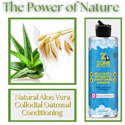 Show full view: Zone Protects Pets Hello Aloe & Oatmeal Pet Conditioning Shampoo, Coconut Orchid Bloom, 16-fl oz bottle slide 2 of 5