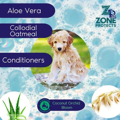 Show full view: Zone Protects Pets Hello Aloe & Oatmeal Pet Conditioning Shampoo, Coconut Orchid Bloom, 16-fl oz bottle slide 3 of 5