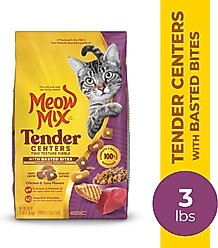 Meow Mix Tender Centers Basted Bites Chicken & Tuna Flavor Dry Cat Food, 3-lb bag slide 2 of 8
