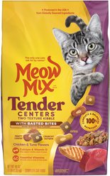 Meow Mix Tender Centers Basted Bites Chicken & Tuna Flavor Dry Cat Food, 3-lb bag