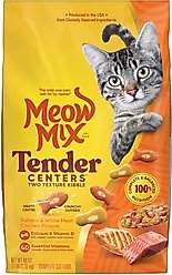 Meow Mix Tender Centers Salmon & White Meat Chicken Dry Cat Food, 3-lb bag