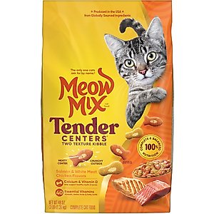 Meow Mix Tender Centers Salmon & White Meat Chicken Dry Cat Food, 3-lb bag