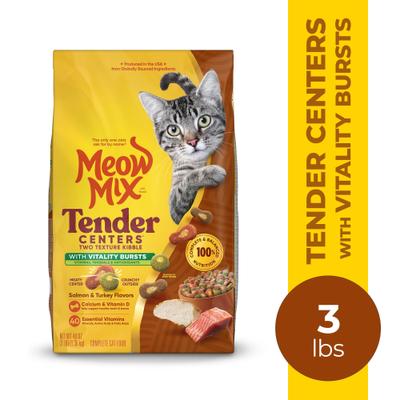 Show full view: Meow Mix Tender Centers Salmon & Turkey Dry Cat Food, 3-lb bag slide 3 of 10