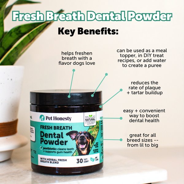 Show full view: Pet Honesty Fresh Breath Freshener Mint Flavored Dental Powder for Dogs, 5.29-oz jar slide 6 of 11