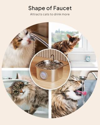 Show full view: PEKTACO Stainless Steel Cat Water Fountain with Big Level Window, 3.2 liter slide 7 of 8