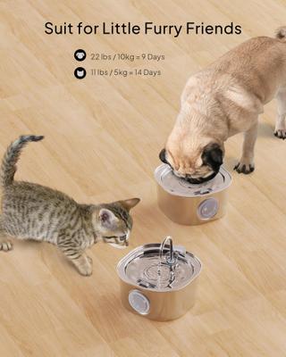 Show full view: PEKTACO Stainless Steel Cat Water Fountain with Big Level Window, 3.2 liter slide 4 of 8