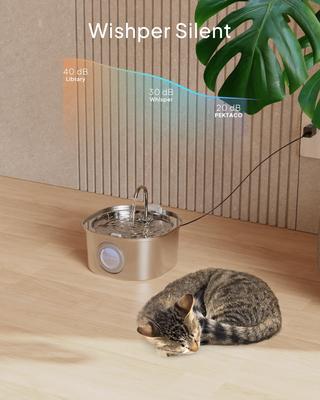 Show full view: PEKTACO Stainless Steel Cat Water Fountain with Big Level Window, 3.2 liter slide 3 of 8