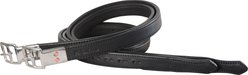M. Toulouse 3 Fold Platinum D/L Stirrup Leathers with Fancy Stitching, Black with Black Stitching, 1 x 60-in