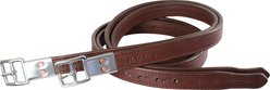 M. Toulouse 3 Fold Platinum D/L Stirrup Leathers with Fancy Stitching, Chocolate with Chocolate Stitching, 1 x 54-in