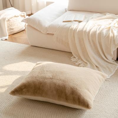 Show full view: Allisandro Extra Soft Faux Fur Pillow Dog Bed with Removable Cover, Khaki, Medium slide 3 of 7