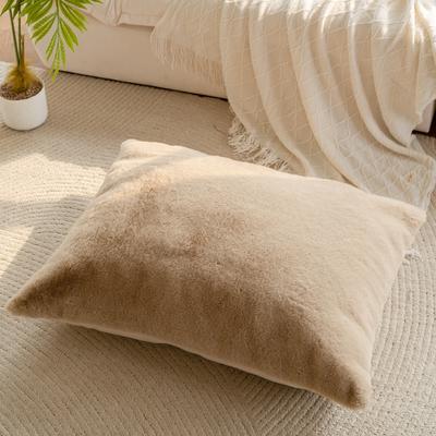 Show full view: Allisandro Extra Soft Faux Fur Pillow Dog Bed with Removable Cover, Khaki, Medium slide 5 of 7