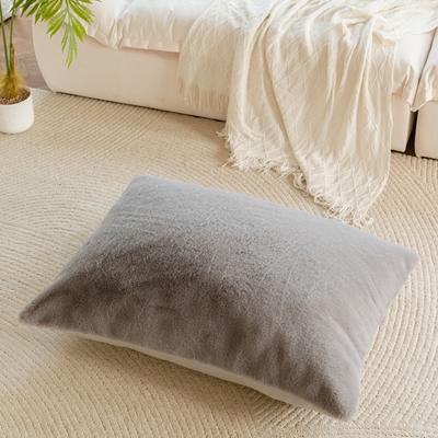 Show full view: Allisandro Extra Soft Faux Fur Pillow Dog Bed with Removable Cover, Grey, Medium slide 5 of 8
